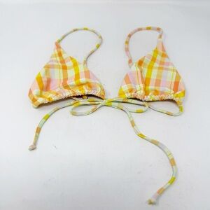 SKATIE Ella Bikini Top In Suva Plaid Size M Beach Coquette Summer Adjustable NEW
